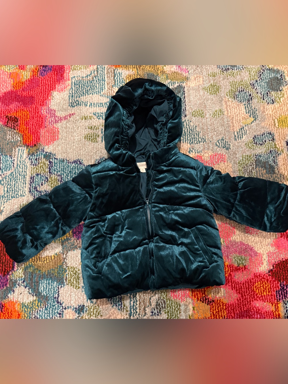 Gymboree Velvet Puffer Jacket in Dark Teal (Green/Blue)